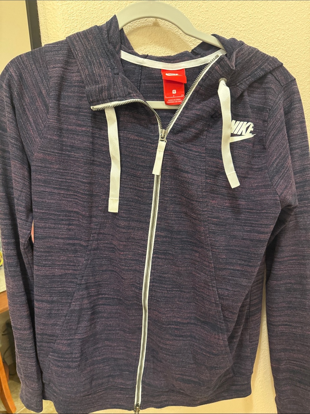 Nike Women’s Purple Heather Full-Zip Hoodie with White Accents